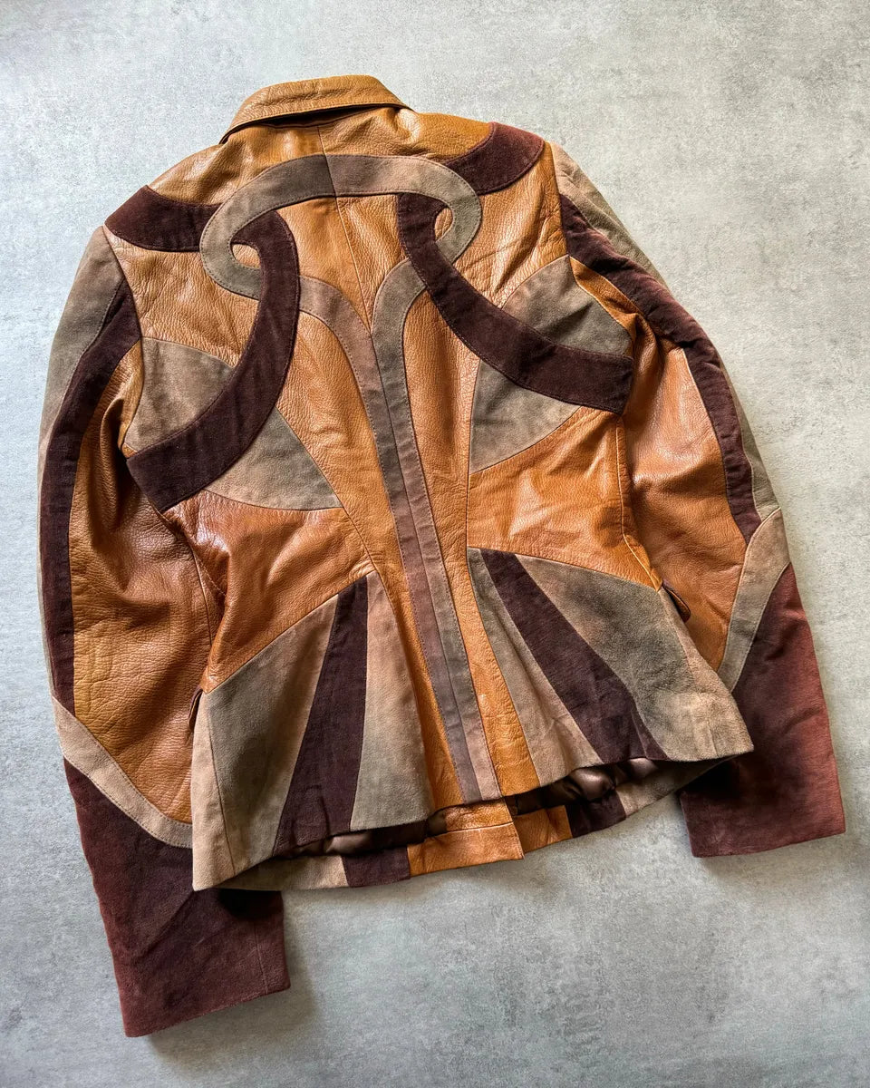2000s Roberto Cavalli Imperial Brown Suede Leather Jacket MYFGpPK 5