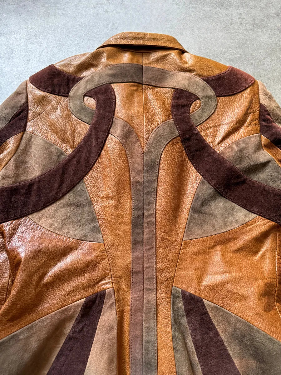 2000s Roberto Cavalli Imperial Brown Suede Leather Jacket MYFGpPK 6