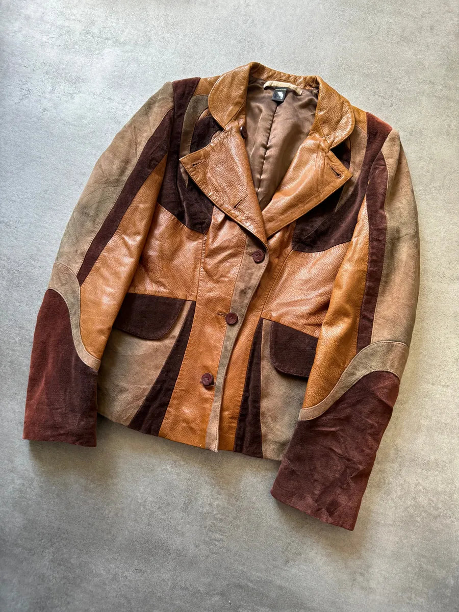 2000s Roberto Cavalli Imperial Brown Suede Leather Jacket MYFGpPK 8
