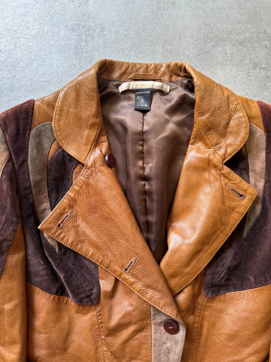 2000s Roberto Cavalli Imperial Brown Suede Leather Jacket MYFGpPK 9