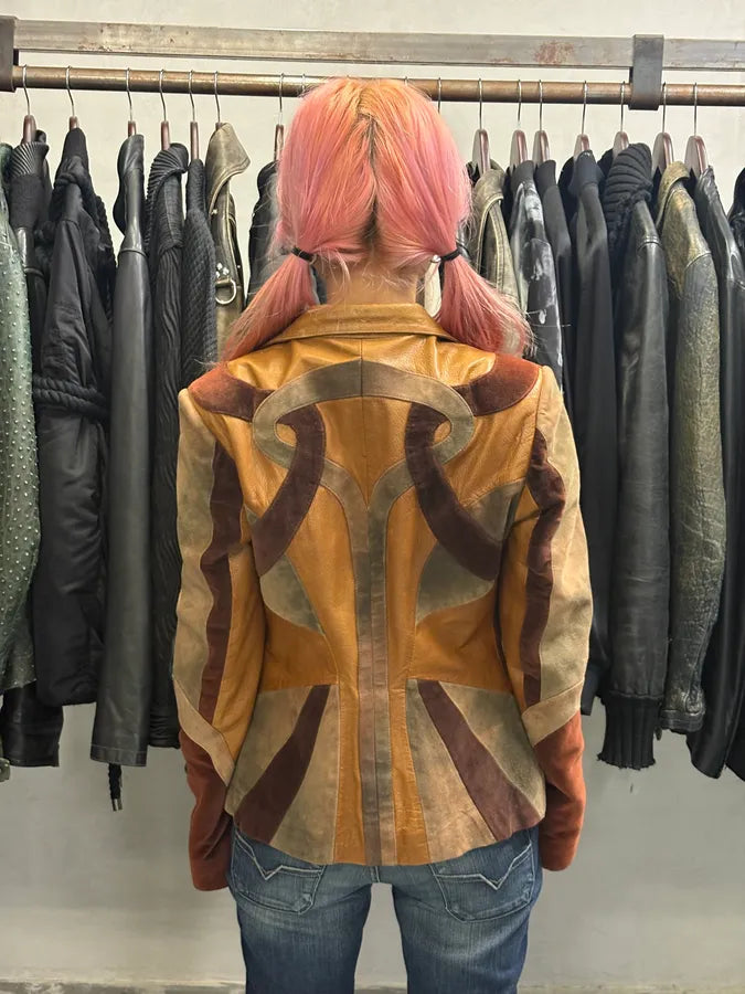2000s Roberto Cavalli Imperial Brown Suede Leather Jacket MYFGpPK 2