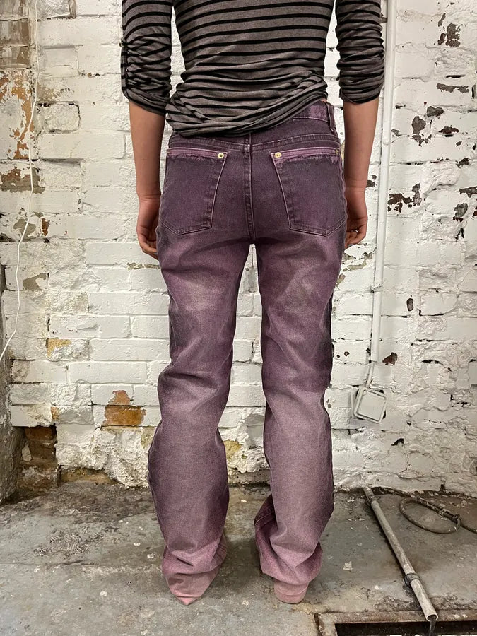 2000s Roberto Cavalli Irregular Purple Straight Leg Pants dQZaasA 2