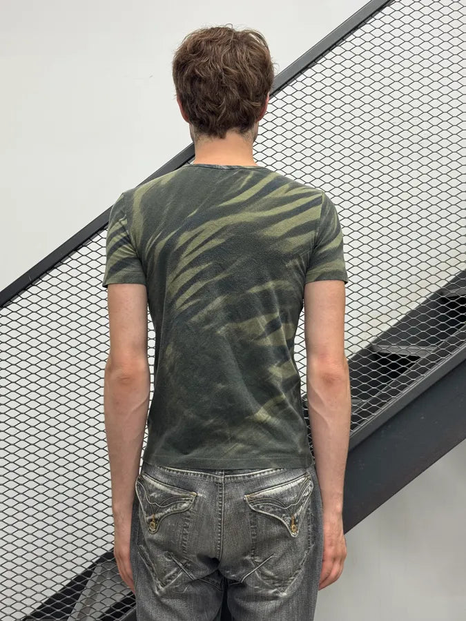 2000s Roberto Cavalli Khaki Green Tiger T-shirt cnXcimr 1