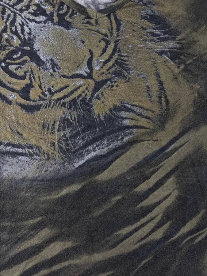 2000s Roberto Cavalli Khaki Green Tiger T-shirt cnXcimr 5