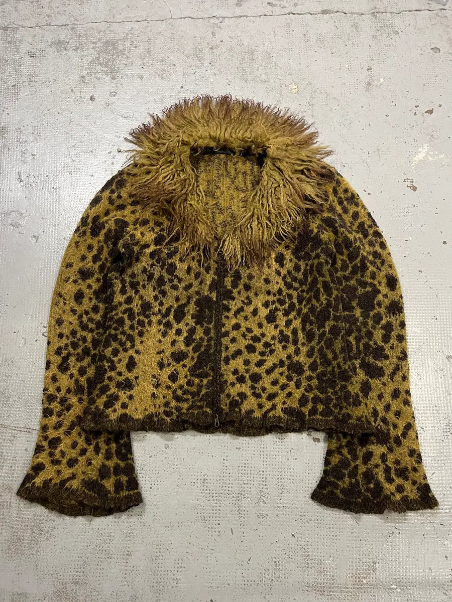 2000s Roberto Cavalli Khaki Mohair Leopard Print Cardigan WPibTMU 3