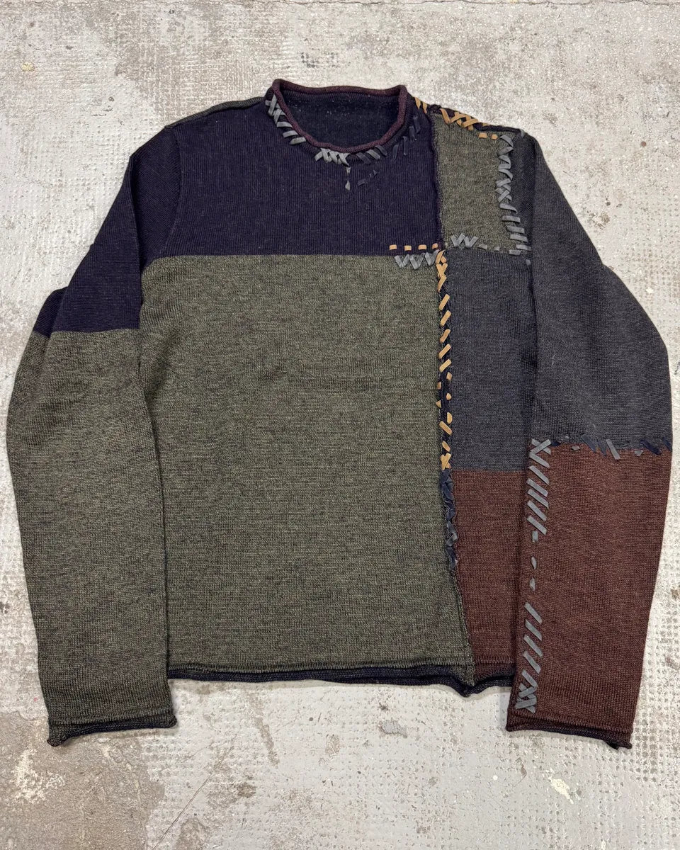 2000s Roberto Cavalli Laced Navy Grey Wool Sweater (M) tDWtxrf 0