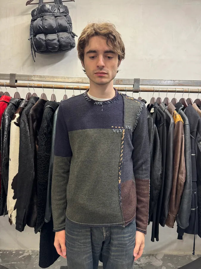 2000s Roberto Cavalli Laced Navy Grey Wool Sweater (M) tDWtxrf 1