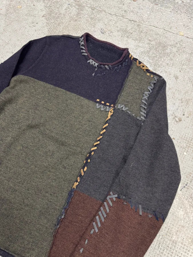 2000s Roberto Cavalli Laced Navy Grey Wool Sweater (M) tDWtxrf 2