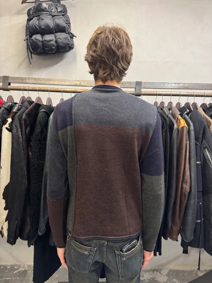 2000s Roberto Cavalli Laced Navy Grey Wool Sweater (M) tDWtxrf 3