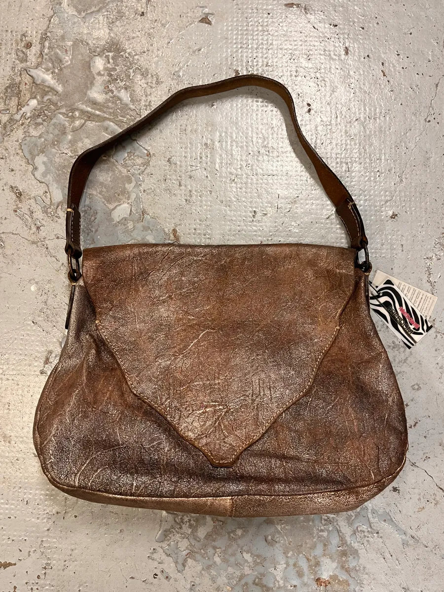 2000s Roberto Cavalli Leaf Silver Brown Handle Bag gXhTNxo 0