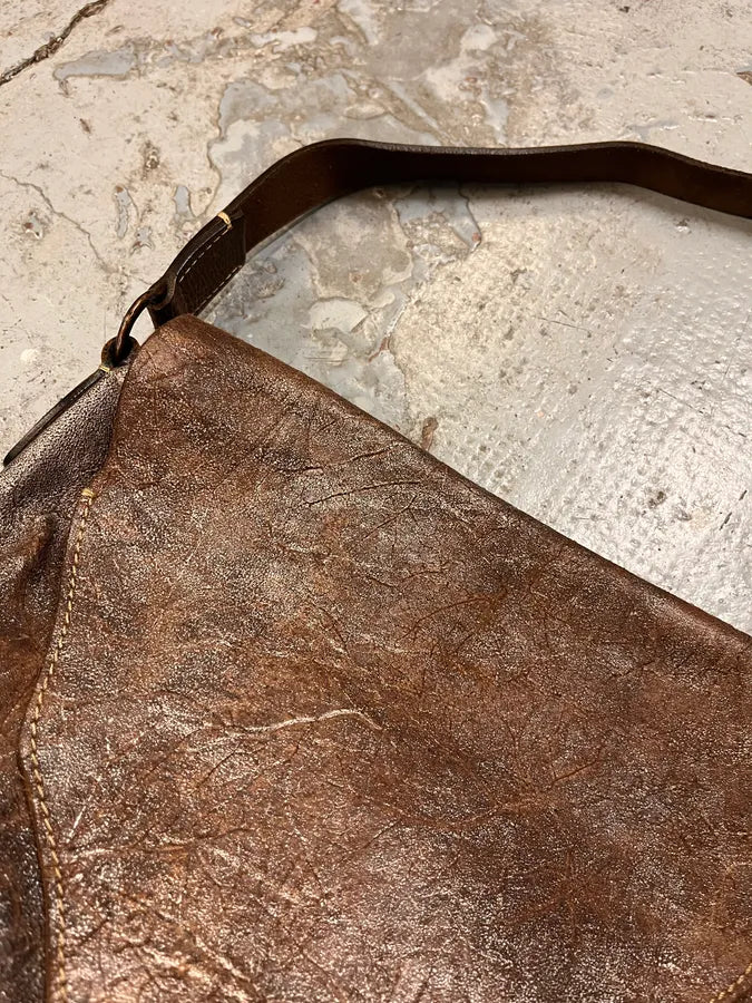 2000s Roberto Cavalli Leaf Silver Brown Handle Bag gXhTNxo 2