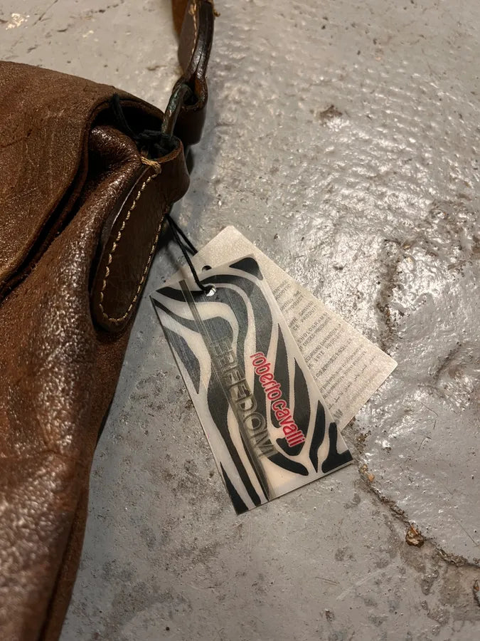 2000s Roberto Cavalli Leaf Silver Brown Handle Bag gXhTNxo 4