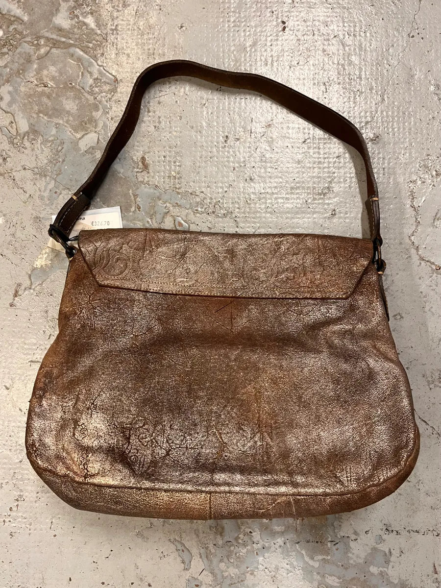 2000s Roberto Cavalli Leaf Silver Brown Handle Bag gXhTNxo 5