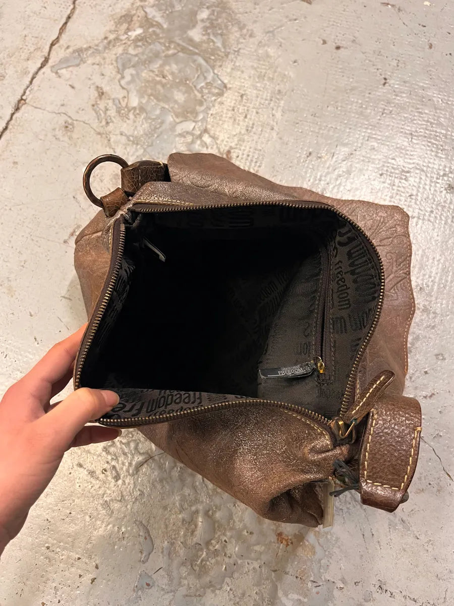2000s Roberto Cavalli Leaf Silver Brown Handle Bag gXhTNxo 6