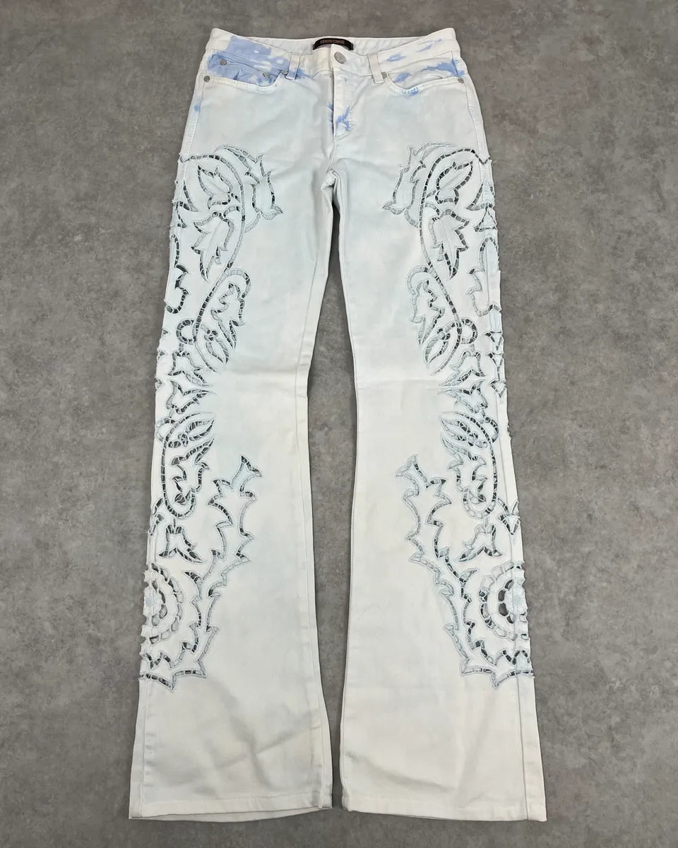 2010s Roberto Cavalli Leaves Tribal White Pants hGPHQeS 0