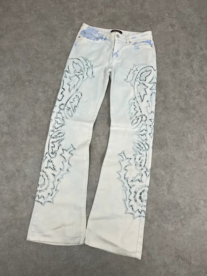 2010s Roberto Cavalli Leaves Tribal White Pants hGPHQeS 4