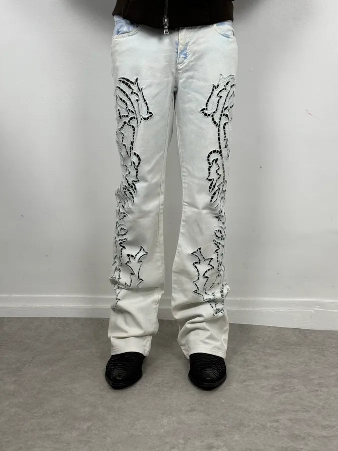 2010s Roberto Cavalli Leaves Tribal White Pants hGPHQeS 1