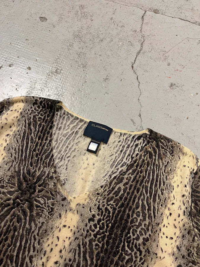 2000s Roberto Cavalli Leopard Beige Knit V Neck Sweater VyEAUDE 6
