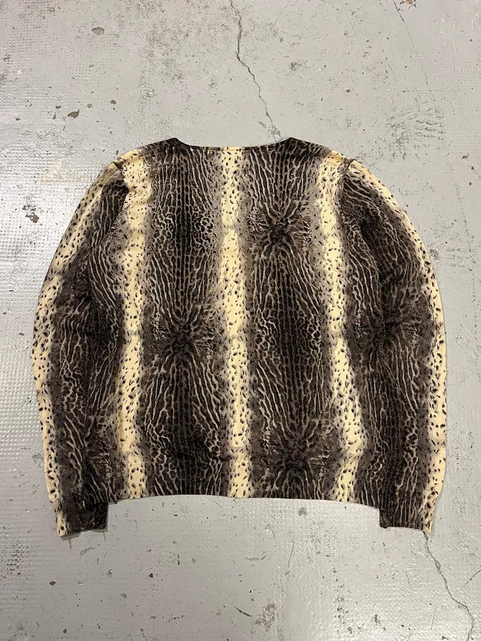 2000s Roberto Cavalli Leopard Beige Knit V Neck Sweater VyEAUDE 3