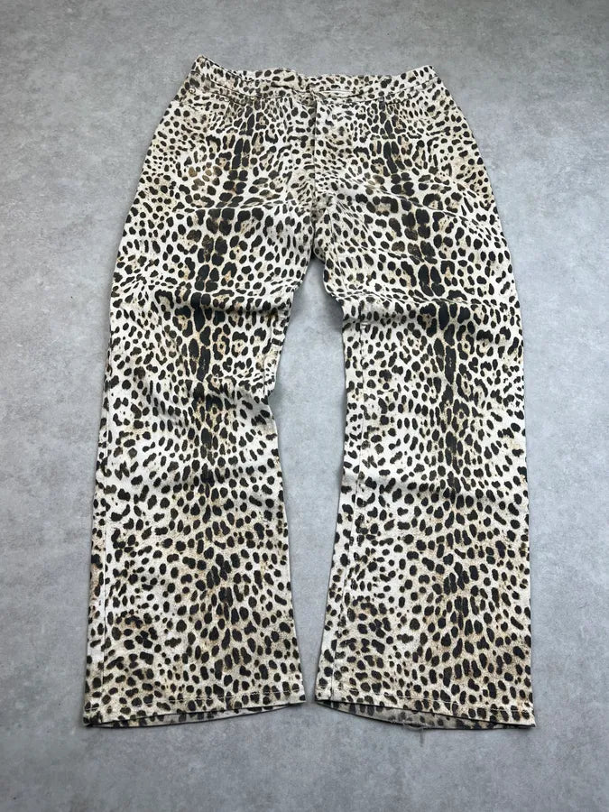 2000s Roberto Cavalli Leopard Beige Pants xjEUfQZ 4