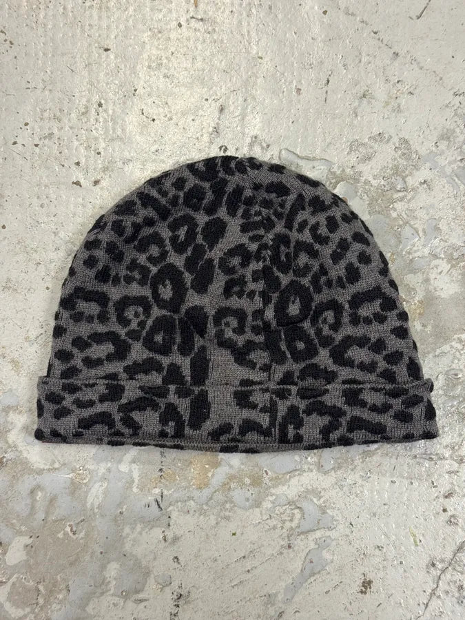 2000s Roberto Cavalli Leopard Black Grey Wool Beanie YNLUCfY 0