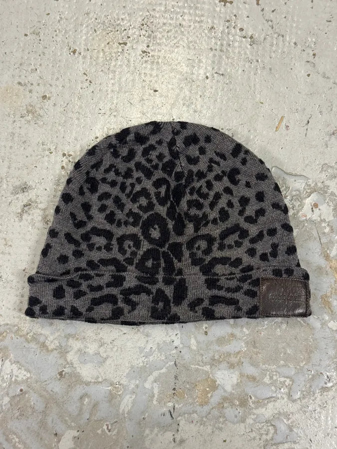 2000s Roberto Cavalli Leopard Black Grey Wool Beanie YNLUCfY 1