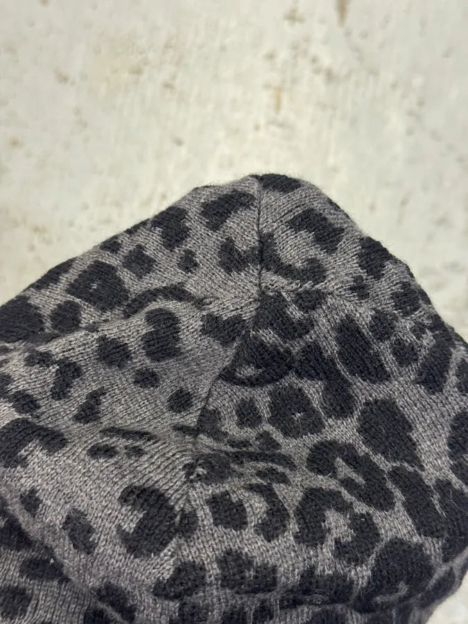 2000s Roberto Cavalli Leopard Black Grey Wool Beanie YNLUCfY 4