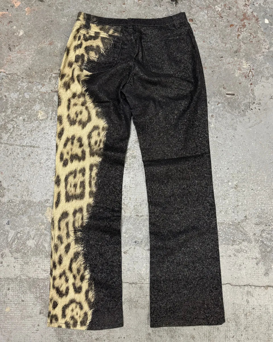 FW2001 Roberto Cavalli Leopard Brut Denim Pants xihUBeC 1
