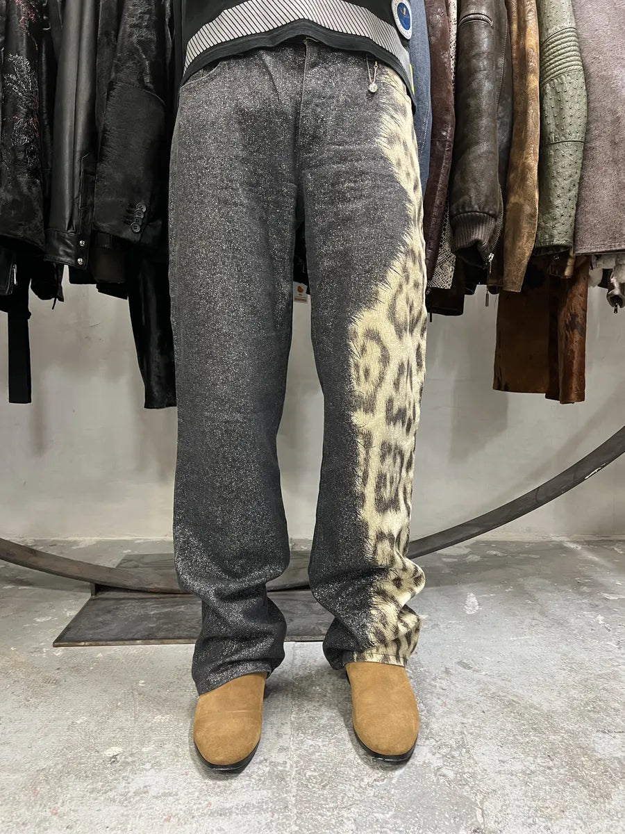FW2001 Roberto Cavalli Leopard Brut Denim Pants xihUBeC 2