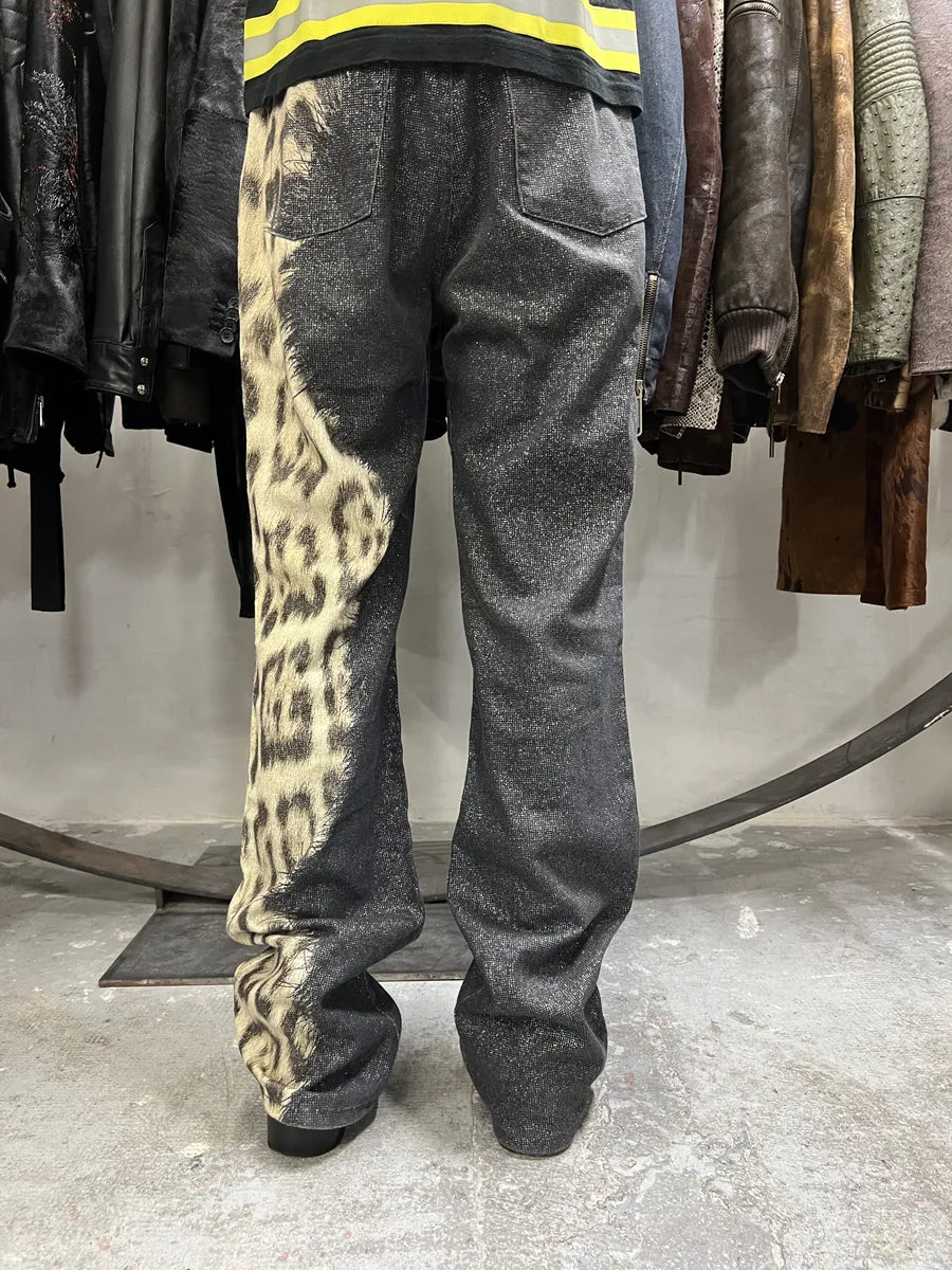 FW2001 Roberto Cavalli Leopard Brut Denim Pants xihUBeC 3