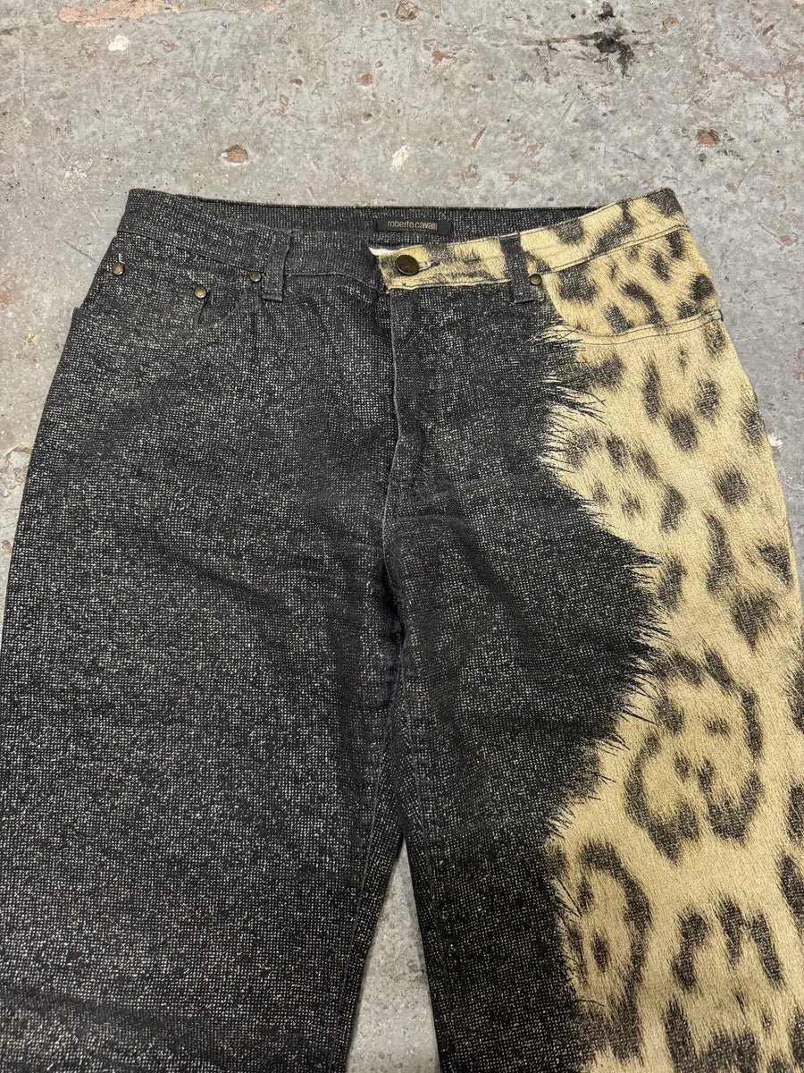 FW2001 Roberto Cavalli Leopard Brut Denim Pants xihUBeC 5