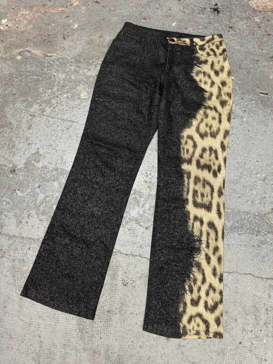 FW2001 Roberto Cavalli Leopard Brut Denim Pants xihUBeC 6
