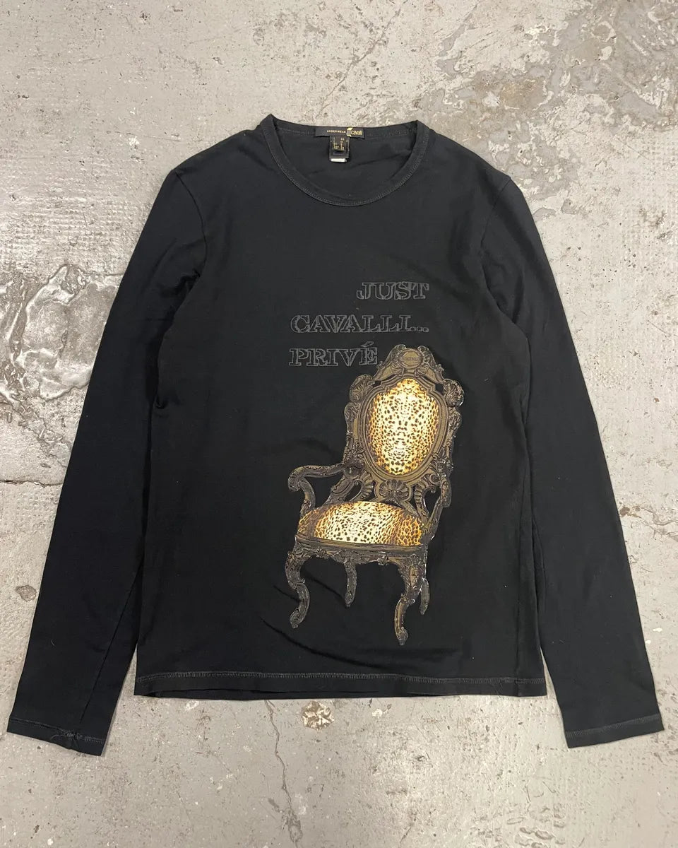 2000s Roberto Cavalli Leopard Chair Longsleeves (S) 0