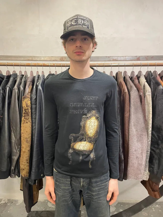 2000s Roberto Cavalli Leopard Chair Longsleeves (S) 1