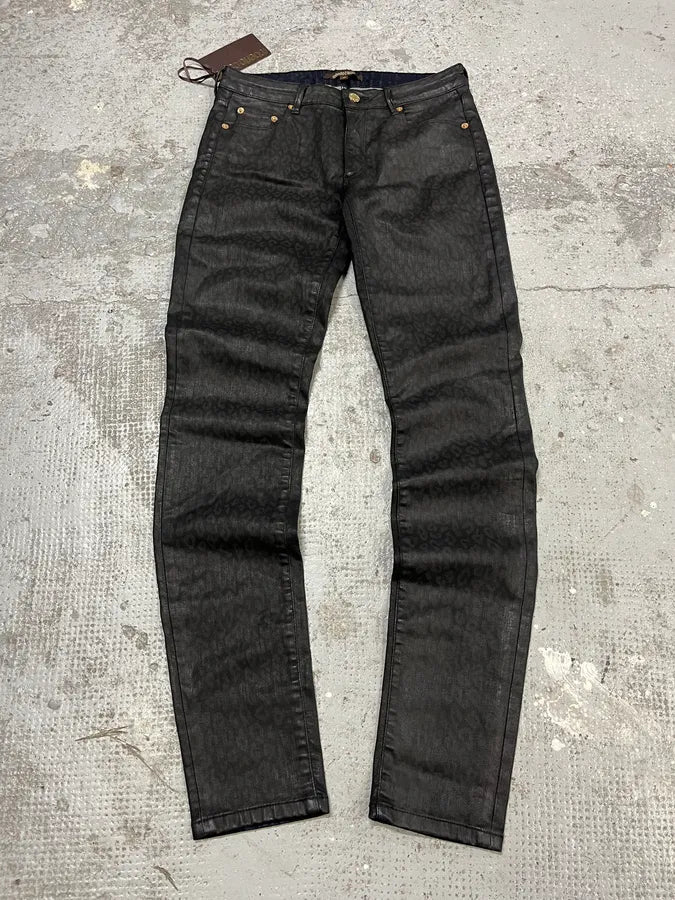 2000s Roberto Cavalli Leopard Dark Waxed Jeans (S) WkcrUbB 0