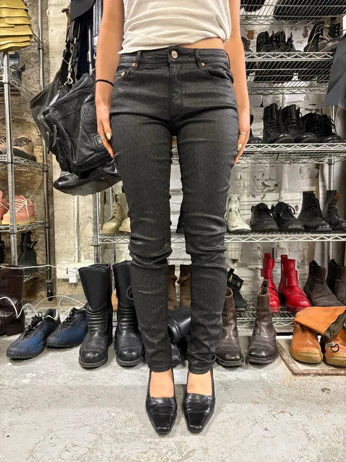 2000s Roberto Cavalli Leopard Dark Waxed Jeans (S) WkcrUbB 1
