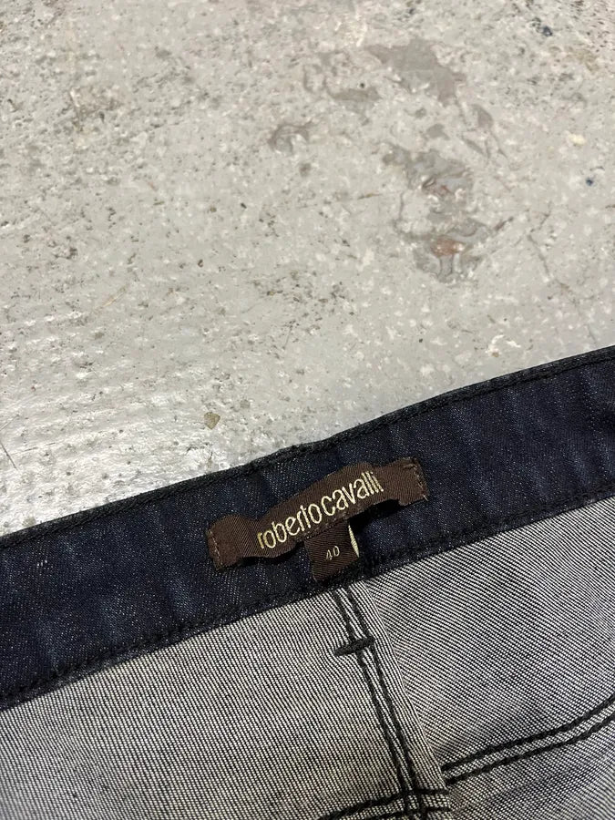 2000s Roberto Cavalli Leopard Dark Waxed Jeans (S) WkcrUbB 10