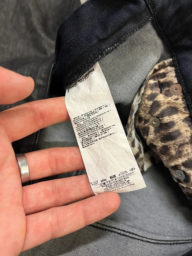 2000s Roberto Cavalli Leopard Dark Waxed Jeans (S) WkcrUbB 11