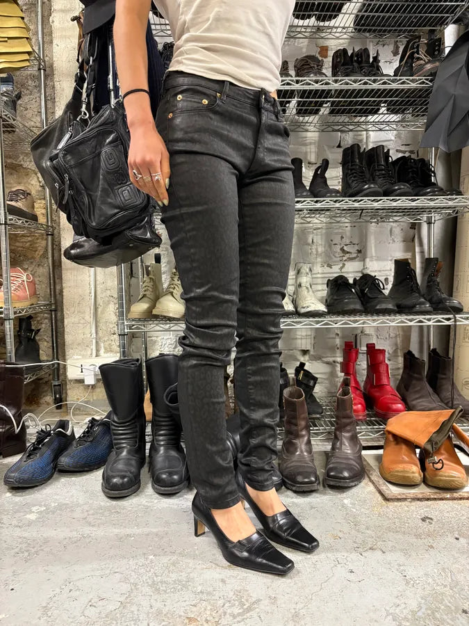2000s Roberto Cavalli Leopard Dark Waxed Jeans (S) WkcrUbB 2