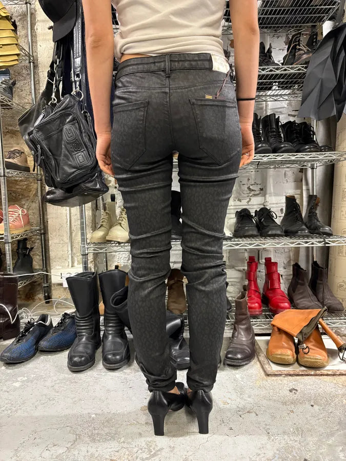 2000s Roberto Cavalli Leopard Dark Waxed Jeans (S) WkcrUbB 3