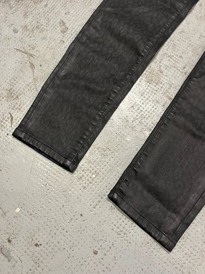 2000s Roberto Cavalli Leopard Dark Waxed Jeans (S) WkcrUbB 6