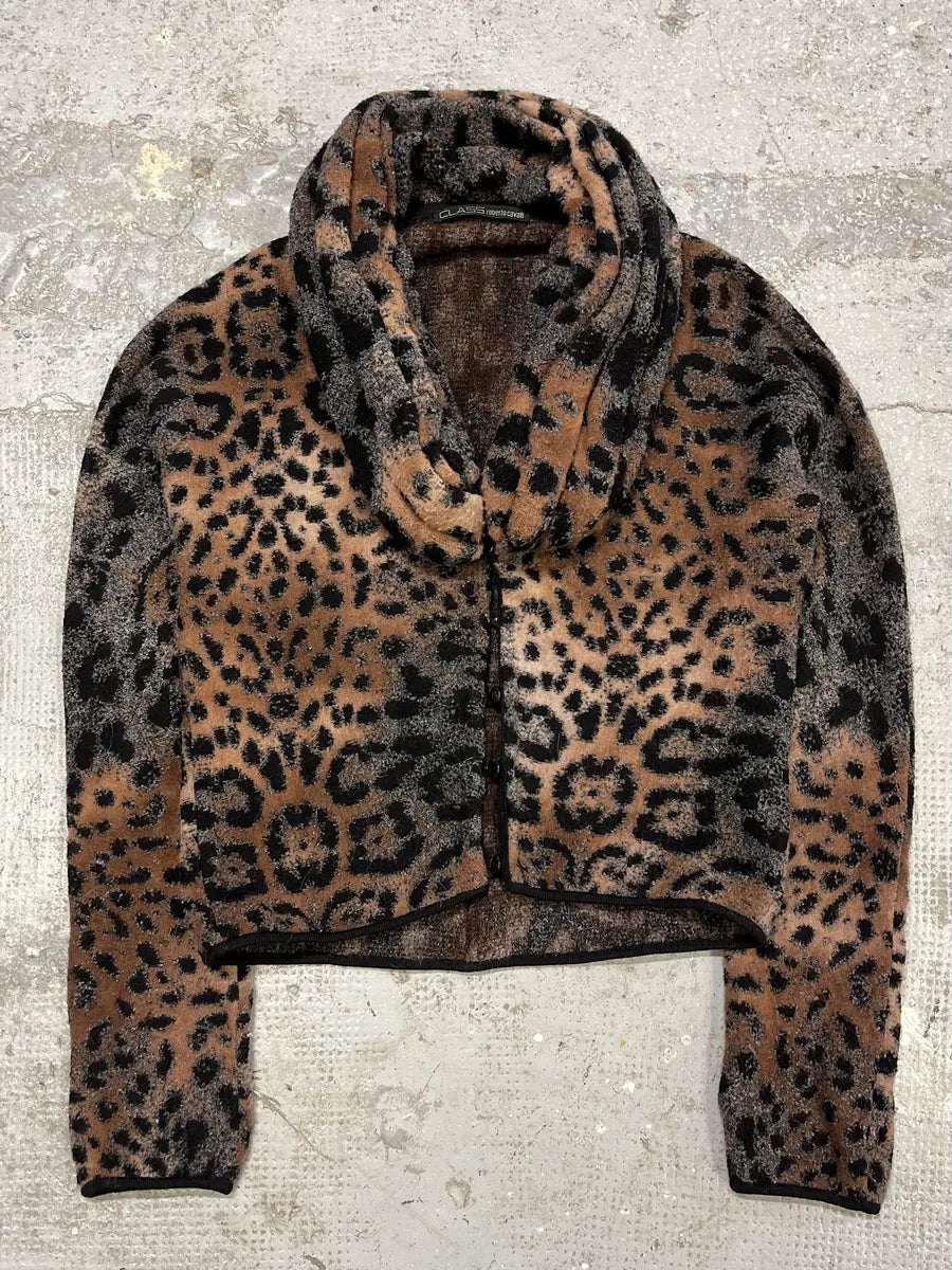 2000s Roberto Cavalli Leopard Fleece Cardigan (M/L) tOEuBlA 0