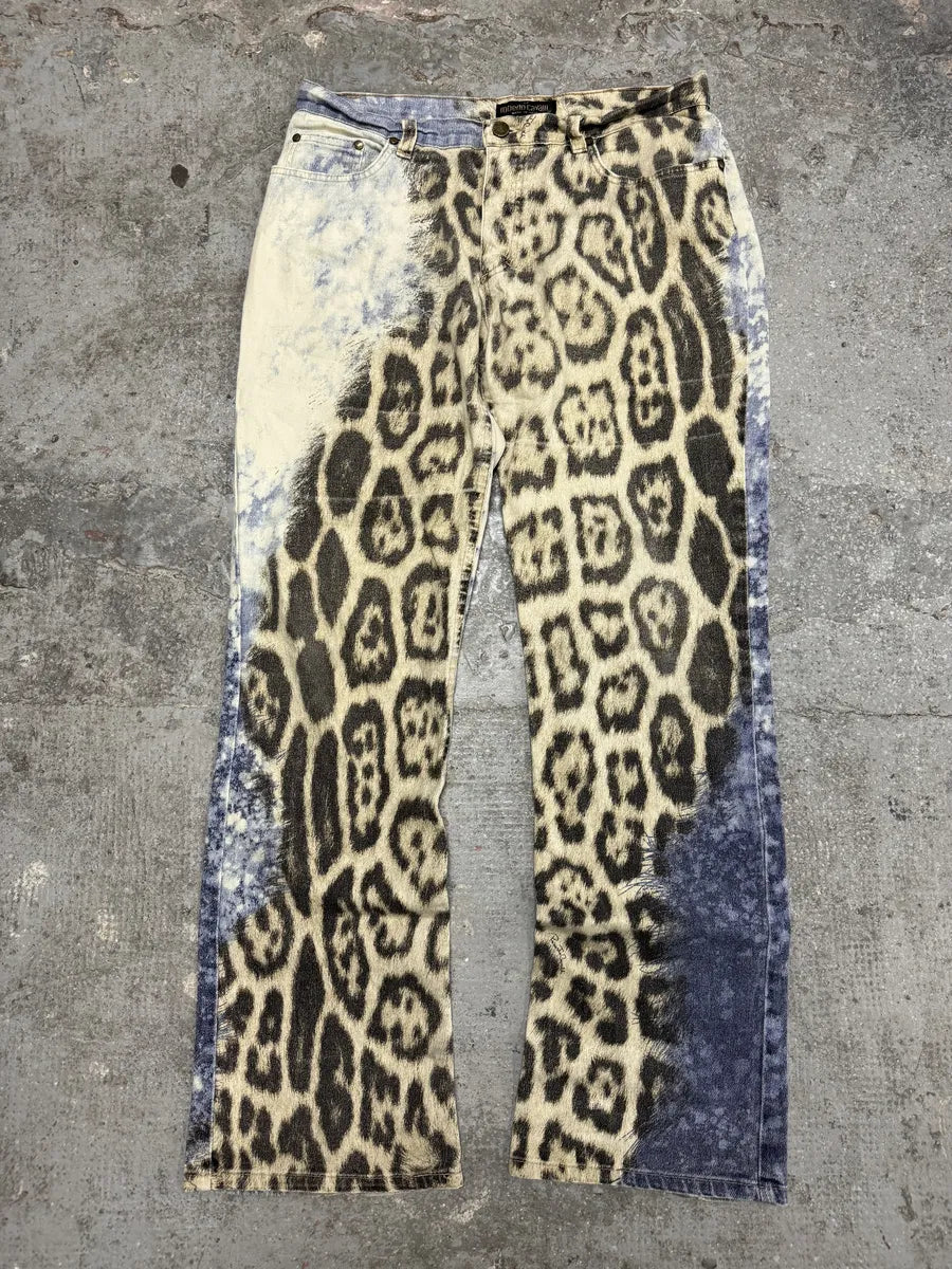 2000s Roberto Cavalli Leopard Ocean Exploration Pants (M) HMvuDOh 0