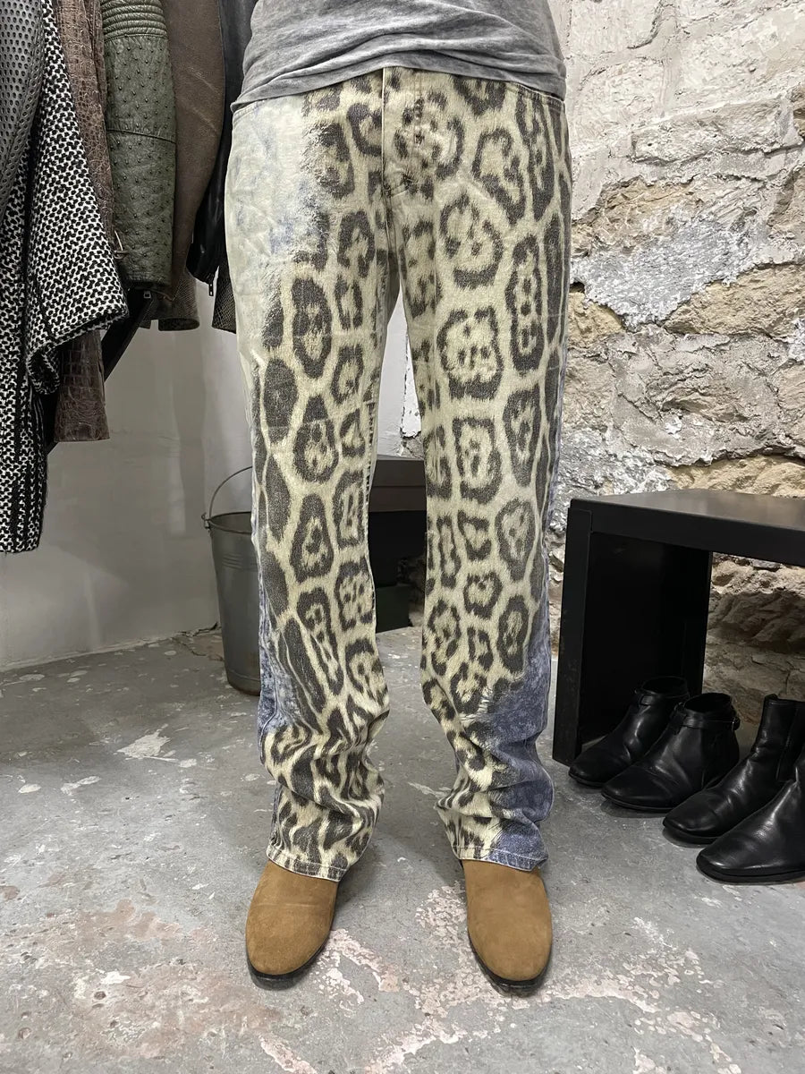 2000s Roberto Cavalli Leopard Ocean Exploration Pants (M) HMvuDOh 1