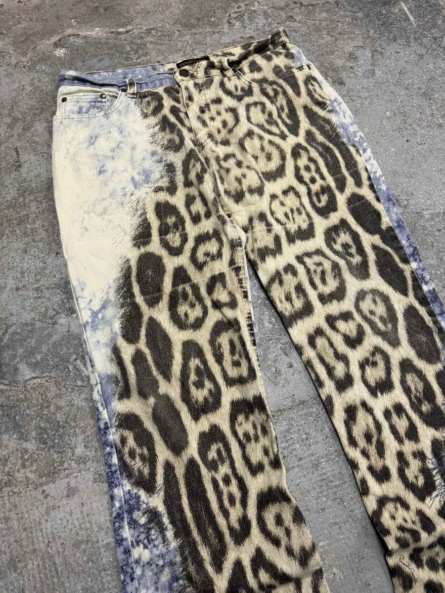 2000s Roberto Cavalli Leopard Ocean Exploration Pants (M) HMvuDOh 4