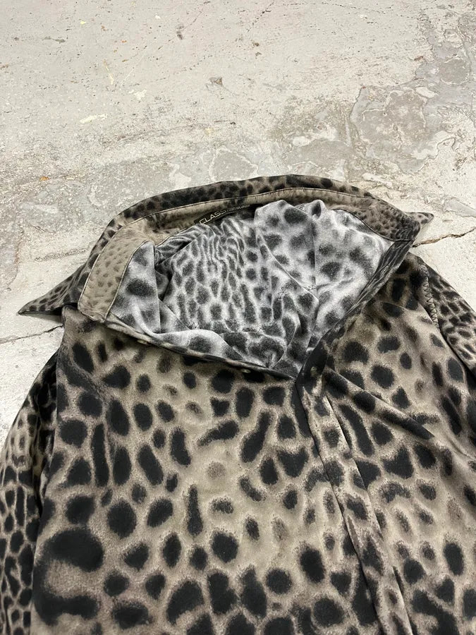 2000s Roberto Cavalli Leopard Print Grey & Black Glamour Shirt YgTEsXE 7
