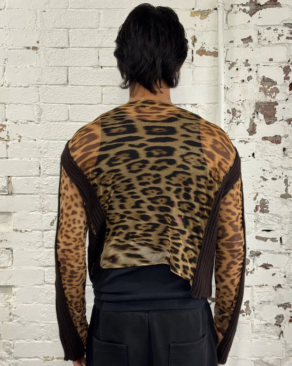 2000s Roberto Cavalli Leopard Print Ribbed Brown Knit Sweater VpmKTyt 2