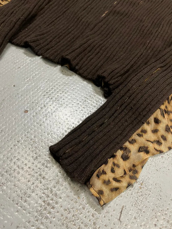 2000s Roberto Cavalli Leopard Print Ribbed Brown Knit Sweater VpmKTyt 5