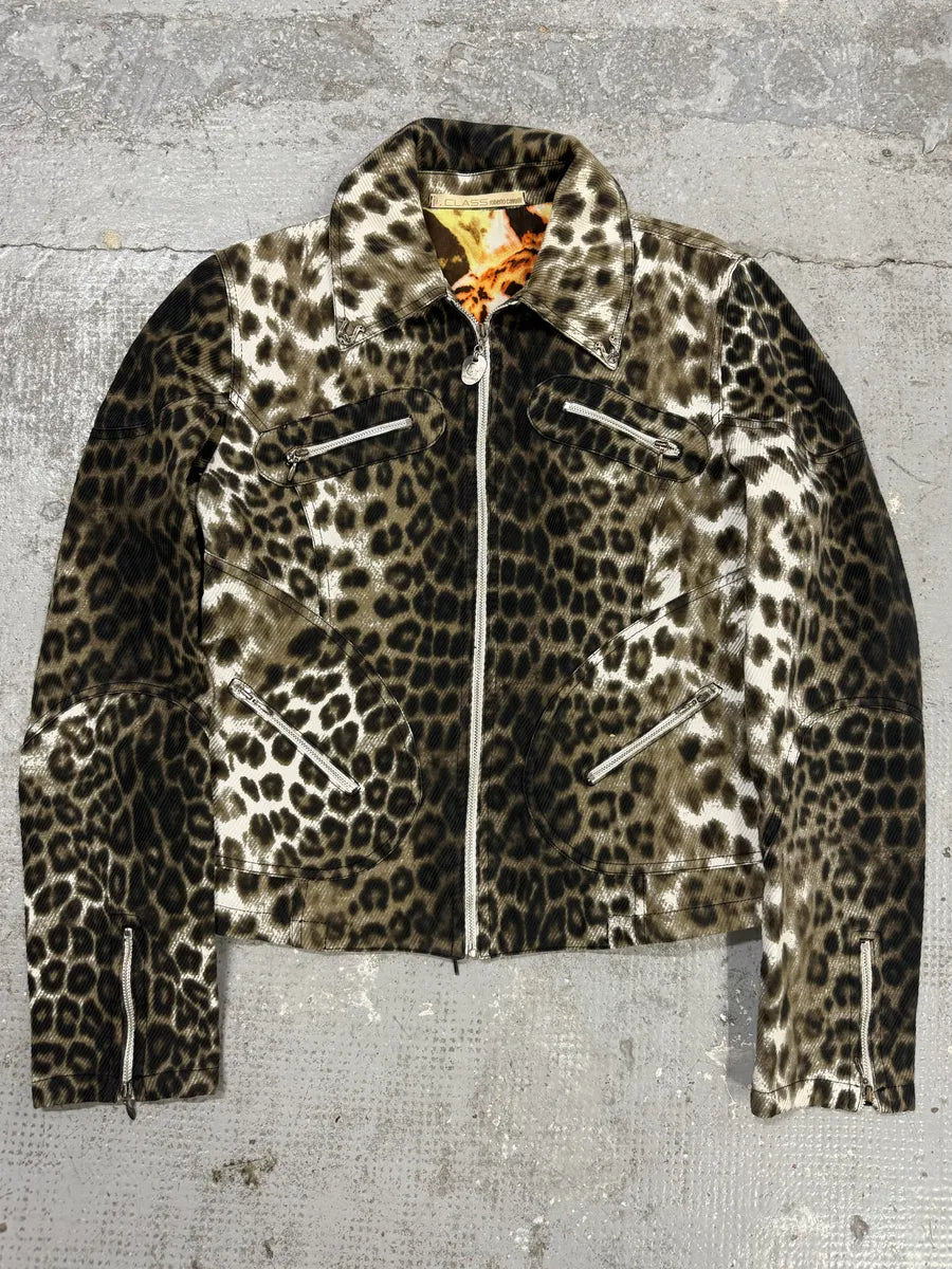 2000s Roberto Cavalli Leopard Print Zip Jacket (M) jIiNDhu 0