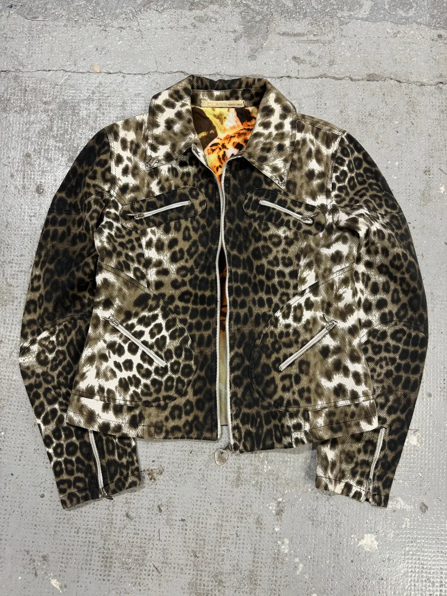 2000s Roberto Cavalli Leopard Print Zip Jacket jIiNDhu 5